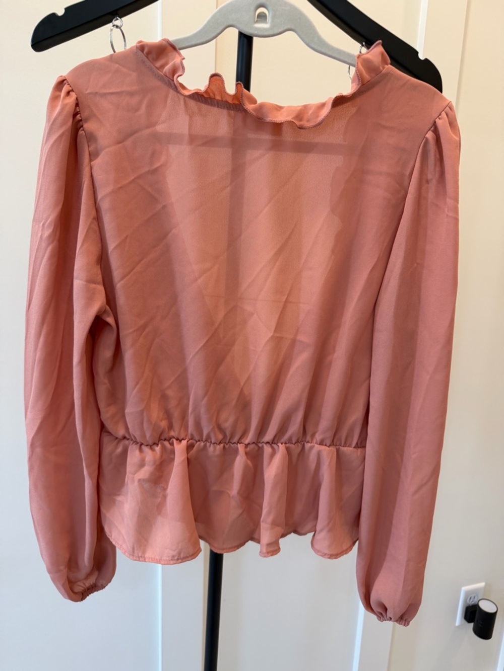Made with Love Dusty Rose Ruffle Peplum Blouse #310 - Picture 4 of 6